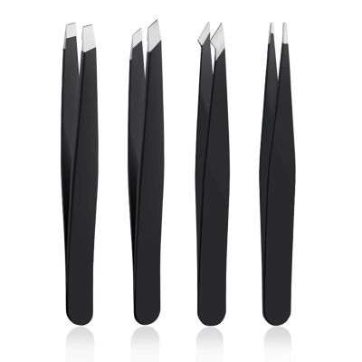 4 PCS Stainless Steel Tweezers Set  Precision Tweezers for Ingrown Hair, Facial Hair, Splinter, Blackhead and Tick Remover