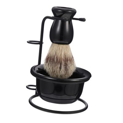 Healvian Men's Beard Grooming Set Metal Razor Stand Shaving Bowl Wear-resistant Shaving Cup Convenient Shave Brush for Daily Use