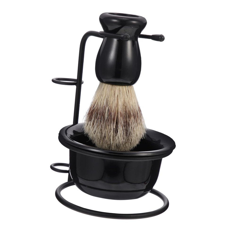 Healvian Men's Beard Grooming Set Metal Razor Stand Shaving Bowl Wear-resistant Shaving Cup Convenient Shave Brush for Daily Use