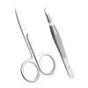DEARMAMY Stainless Steel Eyebrow Scissors and Tweezers Set 2-Piece Grooming Kit for Precision Eyebrow Shaping and Trimming Professional Hair Removal Tools view 1