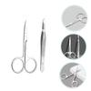 DEARMAMY Stainless Steel Eyebrow Scissors and Tweezers Set 2-Piece Grooming Kit for Precision Eyebrow Shaping and Trimming Professional Hair Removal Tools view 3