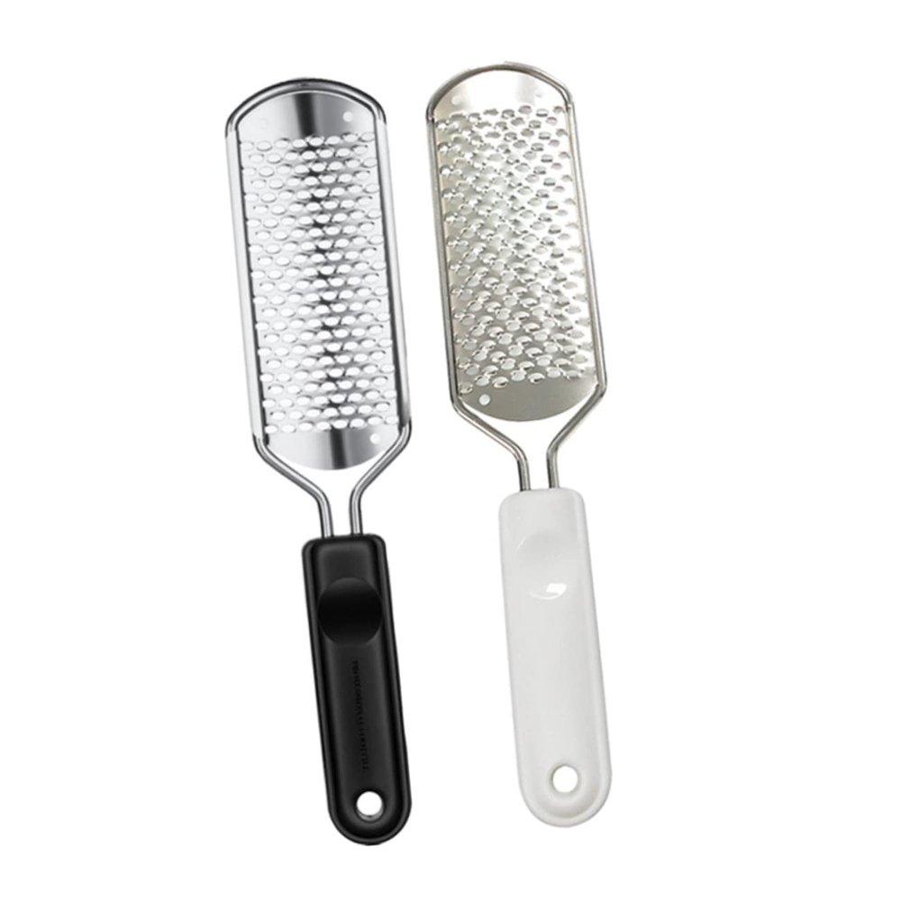 DEARMAMY Stainless Steel Foot File Scrubber Set 2 Pcs Double-Sided Foot Care Tools for Unisex Callus Remover