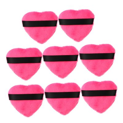AUTSUPPL 8Pcs Heart Shape Makeup Puff Soft Facial Powder Puff with Strap for Loose Body Powder Lightweight Washable Smooth Touch Beauty Sponges