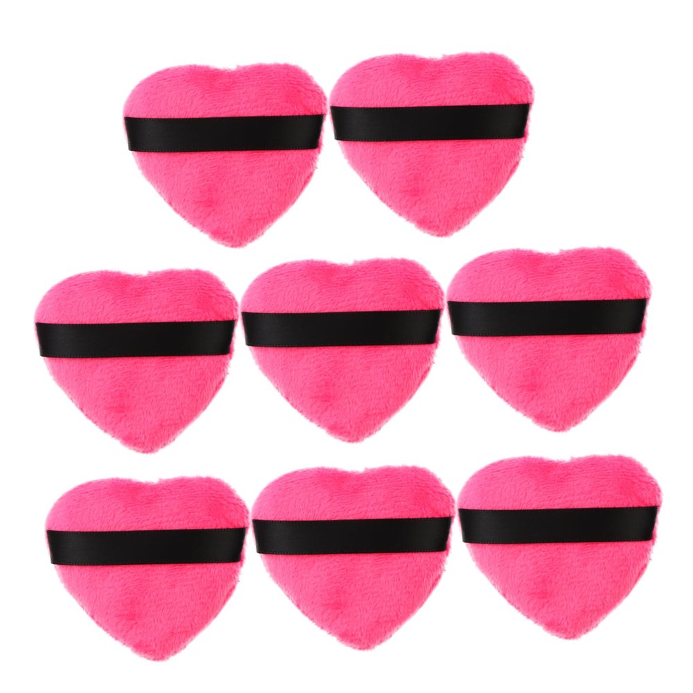AUTSUPPL 8Pcs Heart Shape Makeup Puff Soft Facial Powder Puff with Strap for Loose Body Powder Lightweight Washable Smooth Touch Beauty Sponges