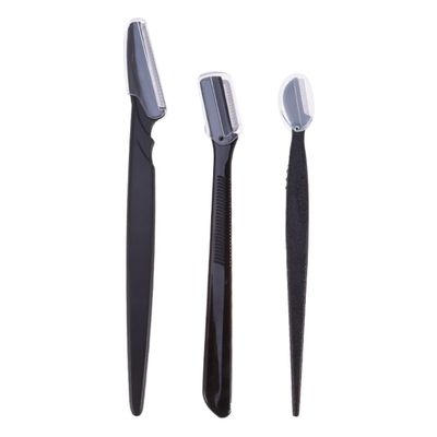 WOFASHPURET 3pcs Stainless Steel Eyebrow Razor Set Portable Eyebrow Trimmer Makeup Tool Kit Non-slip Grip Travel-friendly for Women Girls