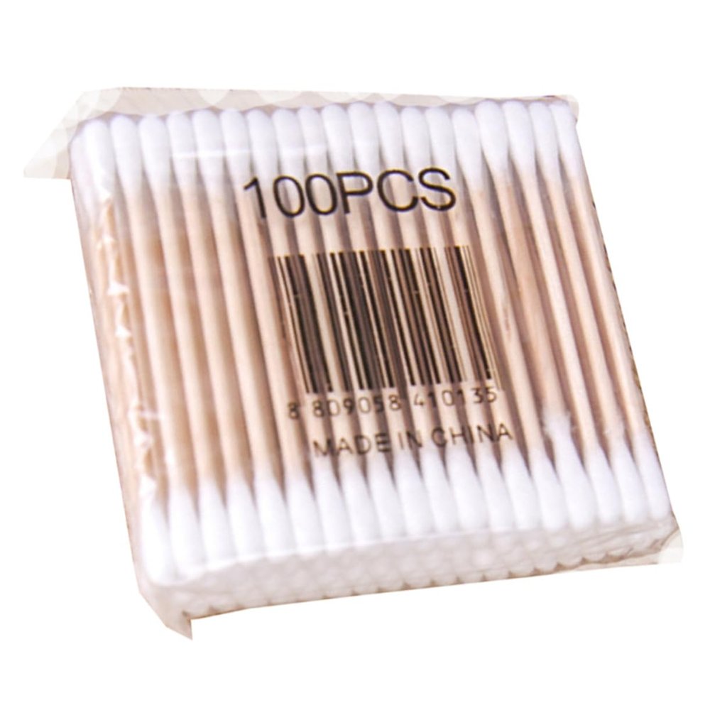 Healvian 100pcs Double Headed Cotton Sticks Wooden Cotton Swabs Gentle Skin for Beauty Body