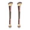 2 Pack Dual-Ended Makeup Brushes - Angled & Round Foundation Brushes for Contouring, Blending - Premium Luxe Hair for Cream, Liquid and Powder Application, Any Look (A2-1 * 2) view 1