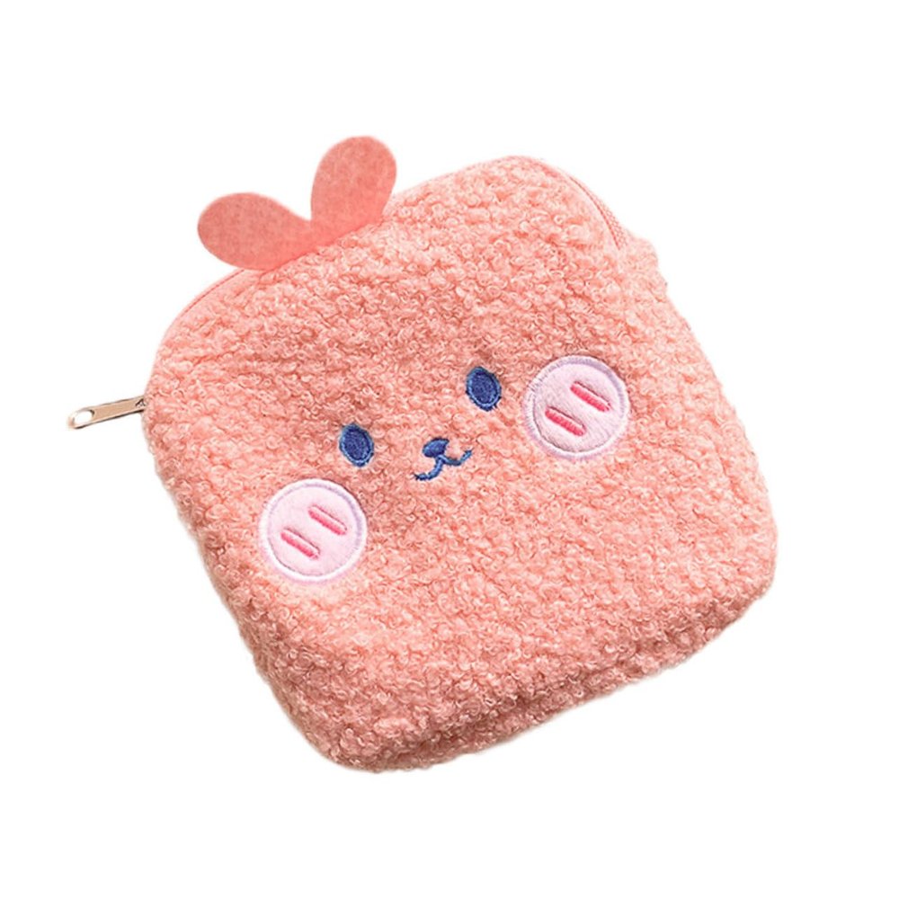 UTHCLO 1PC Portable Wash Bag Cute Cartoon Sanitary Pad Pouch for Stylish and Lightweight Storage Bag with Smooth Zipper for Easy Access for Toiletries and Essentials Pink Bunny