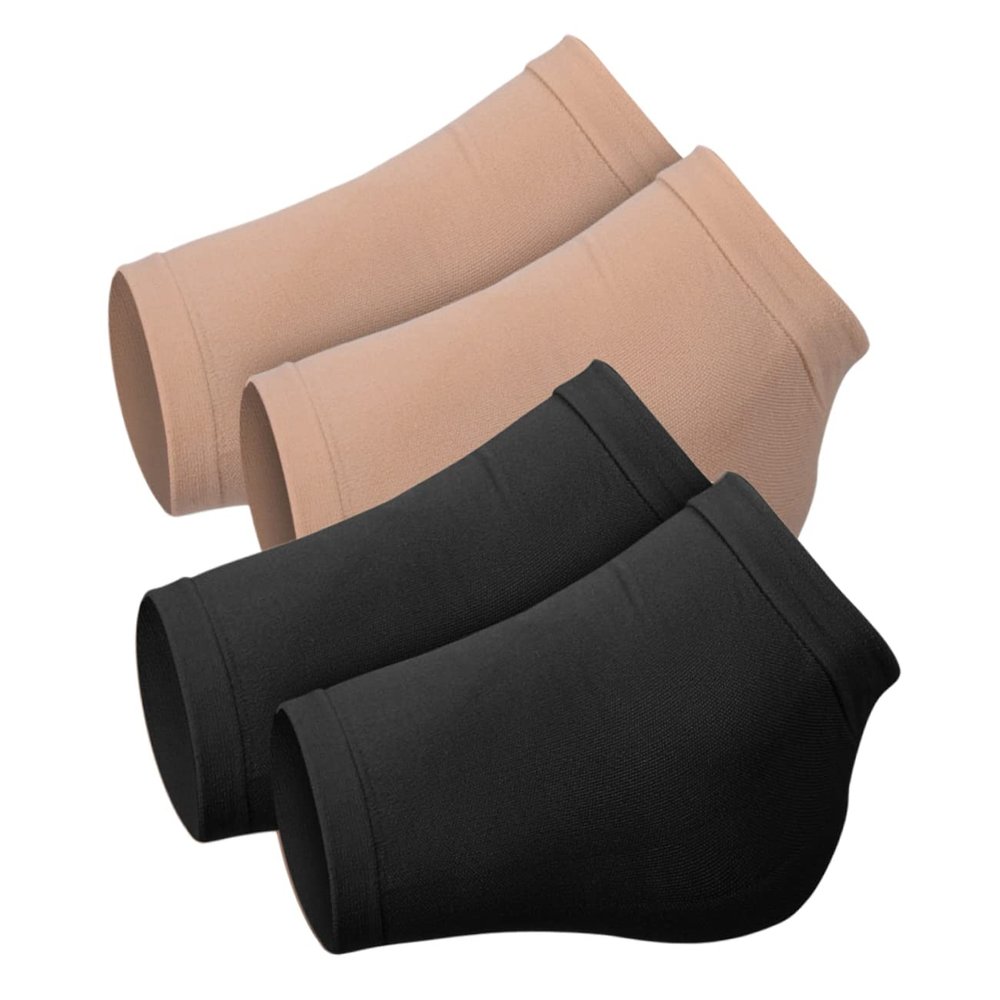 LOLIPPYY Silicone Heel Socks 2 Pairs Moisturizing Sleeves for Dry Cracked Feet Reusable and Washable Foot Covers for Men and Women Toeless Design
