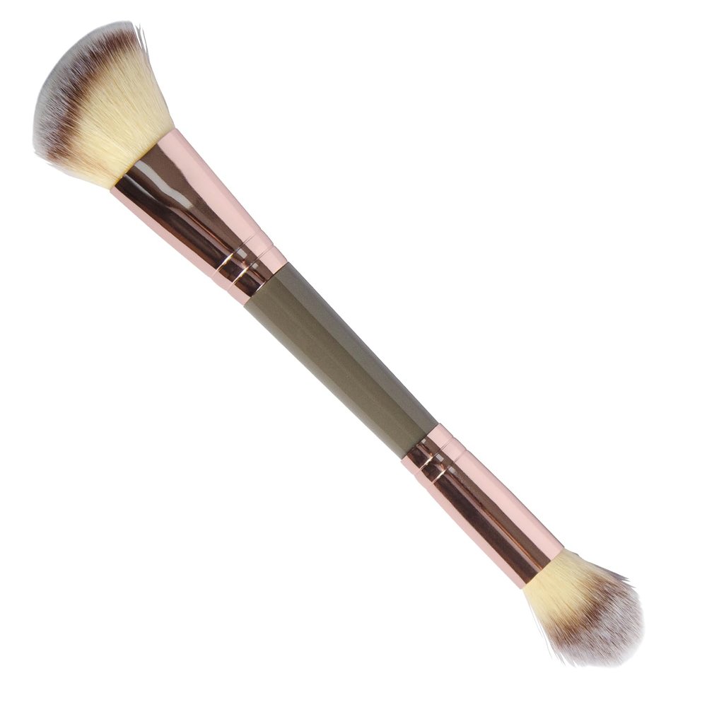 1 Pack Dual-Ended Makeup Brushes - Angled & Round Foundation Brushes for Contouring, Blending - Premium Luxe Hair for Cream, Liquid and Powder Application, Any Look (A1-1 * 1)