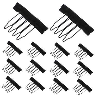 HAKIDZEL 30PCS Wide Tooth Wig Combs with Clips for Making Wig Caps Sturdy Hair Clips for Crafting Hairpieces