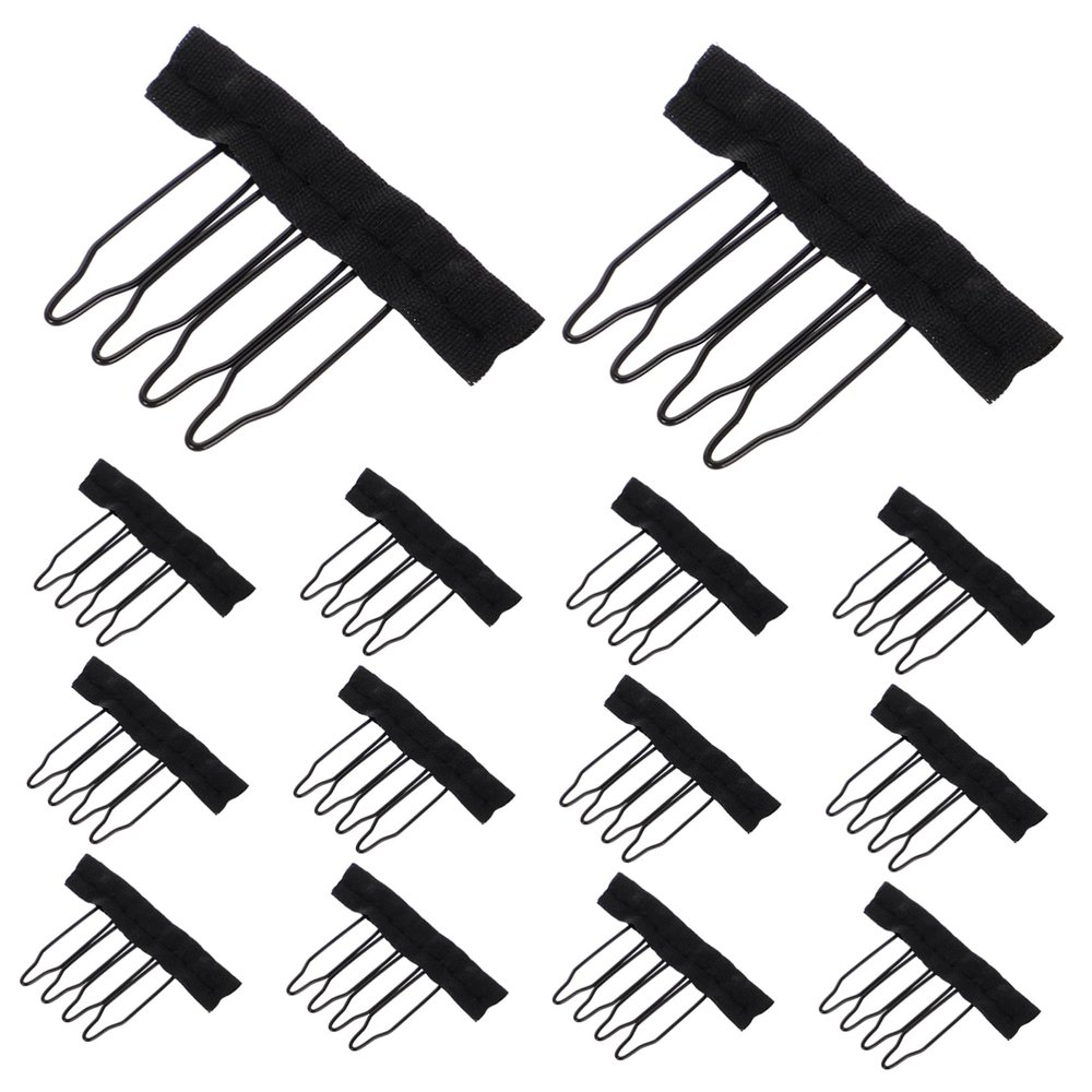 HAKIDZEL 30PCS Wide Tooth Wig Combs with Clips for Making Wig Caps Sturdy Hair Clips for Crafting Hairpieces