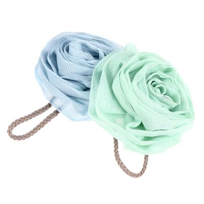 Flower Shower Sponge 2 Pcs PE Mesh Bath Ball Exfoliating Blue