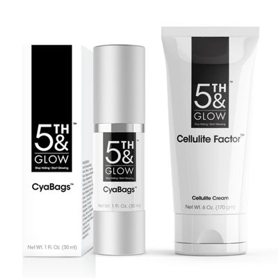 5th & Glow Eye and Body Care Bundle - Supports Skin Firmness and Smoothness - CyaBags Eye Serum & Cellulite Factor Tightening Cream for Puffiness and Cellulite-Prone Areas - 1 oz, 6 oz