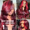 13x6 99J Burgundy Red Lace Front Wigs Human Hair Burgundy Red Highlight Wig Human Hair Pre Plucked 200% Density Body Wave 99J Human Hair Wig Glueless Colored Wigs for Women 22 Inch view 4
