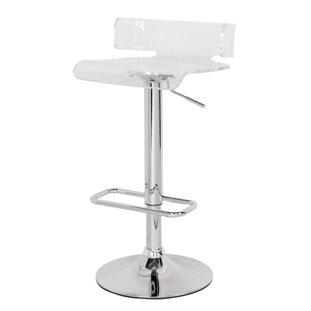 Clear and Chrome Adjustable Swivel Stool