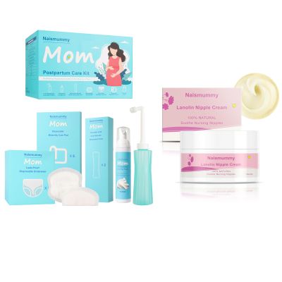 Postpartum Essentials Recovery Kit and Lanolin Nipple Cream for New Mom