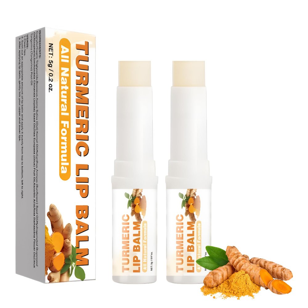 2PCS Turmeric Lip Balm for Dark Lips,Lip Balm for Dark Lips, Dark Lips Treatment for Smokers,Brightening for Dark Lips, Long-Lasting Moisturizer for Dry, Cracked, and Dull Lips