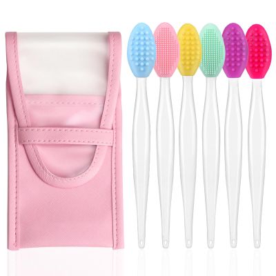 6Pcs Lip Brush Set,Pore Cleansing Brush for face,Silicone Lip Pore Scrubber Exfoliator for Lip Lightening,Exfoliating Dark Lips,Remove Blackheads,Makeup Skincare Removal