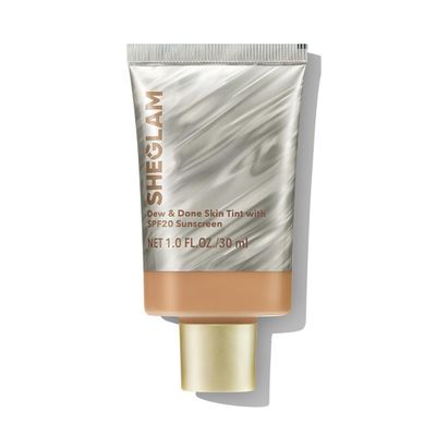 SHEGLAM Dew & Done Skin Tint with SPF20 Light-medium Coverage Foundation Evens Skin Tone-Peach