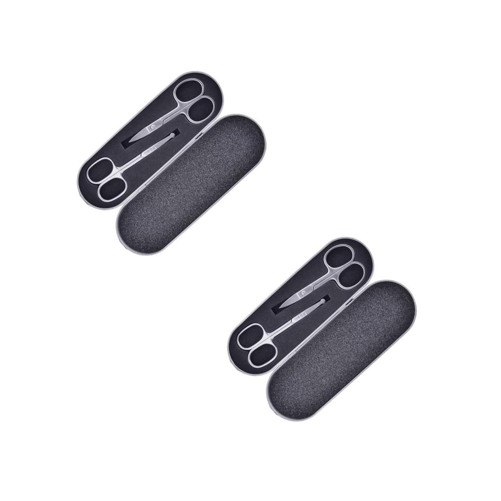 FOMIYES 2sets 2pcs Stainless Steel Eyebrow Scissors Precision Eyebrow Trimmer Nose Hair Scissors Design for Easy Grooming for Makeup and Personal Care 2pcs*2