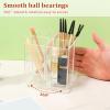 2PCS Rotating Makeup Brush Holder, 4-Slot Cosmetics Makeup Brush Organizer Storage, Acrylic Pen Knife Fork Holder Container, Cosmetic Display Case for Dresser Vanity Countertop Bathroom Home Decor view 3