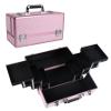 HAISKY Large Makeup Train Case Cosmetic Organizer Case Makeup Box Portable Make Up Artist Travel Case with 6 Trays Dividers Lockable Hard Train Case Nail Tech Supply Storage - Crystal Pink view 1