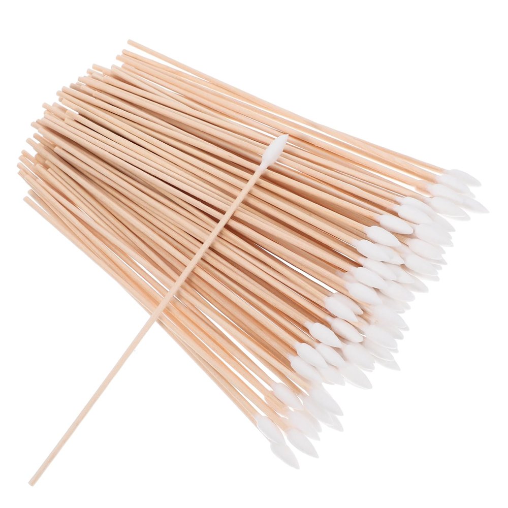 Healeved 100pcs Wooden Cotton Swabs Long Single Tip Disposable for Makeup Cleaning Industrial Use