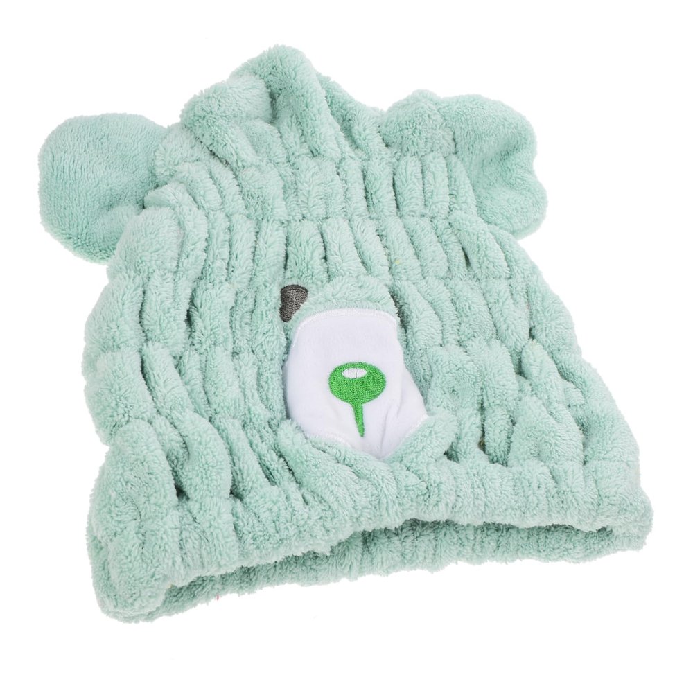 Beaupretty Boy Girl's Hair Drying Hat Cute Bear Design Coral Fleece Towel Wrap for Quick Drying for Boys and Girls Bath and Travel Use Highly Absorbent and Easy to Wear