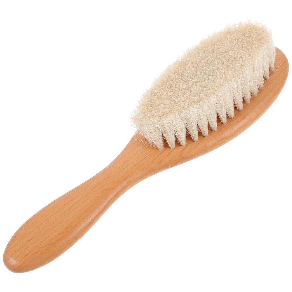 Beavorty Wool Beard Brush for Men Curved Handle Beard Cleaner 1 Pack for Shaving and Grooming Suitable for Barbers and Home Use