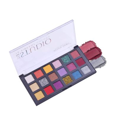 18 Vibrant Colors Eyeshadow Palette| Long Wearing And Easily Blendable Eye Makeup Palette | Multicolor - 25Gm | Matte,Shimmery, Glitter & Metallic Finish Palette (Skin)