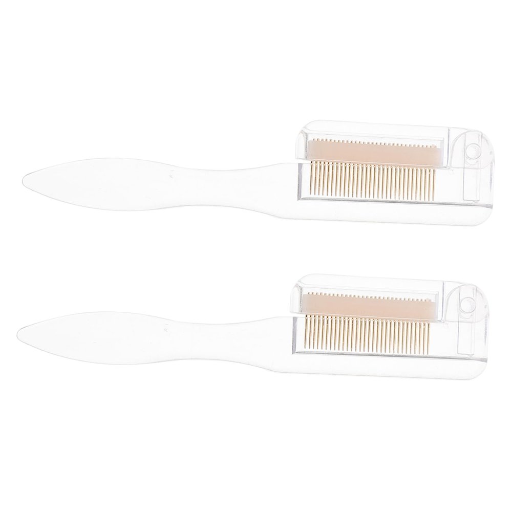 CTIRCHIU 2Pcs Folding Stainless Steel Eyebrow Comb and Eyelash Brush Set for Girls Portable Makeup Tool Fine Metal Teeth for Eyebrow Grooming and Eyelash Separation