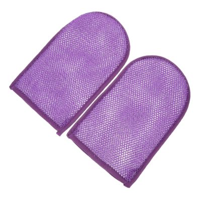 BATHVEVE 2 pcs Exfoliating Bath Mitts Shower Scrubber Gloves Body Exfoliator for Smooth Types Rich Foam Soap Pouch