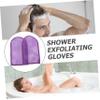 BATHVEVE 2 pcs Exfoliating Bath Mitts Shower Scrubber Gloves Body Exfoliator for Smooth Types Rich Foam Soap Pouch view 3