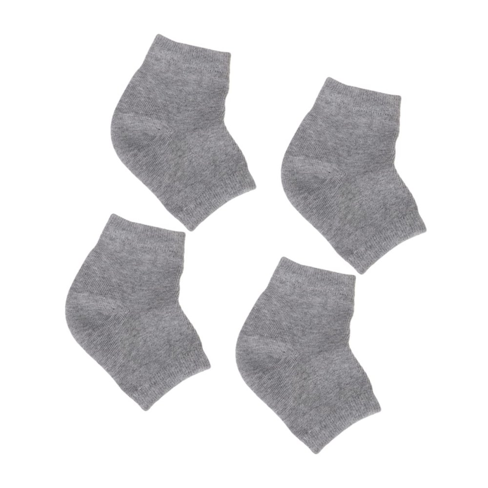 EPIGEIST 2Pairs Gel Heel Protector Socks for Crack Care Moisturizing and Breathable Ankle Socks Comfortable Fit for Night Wear Grey