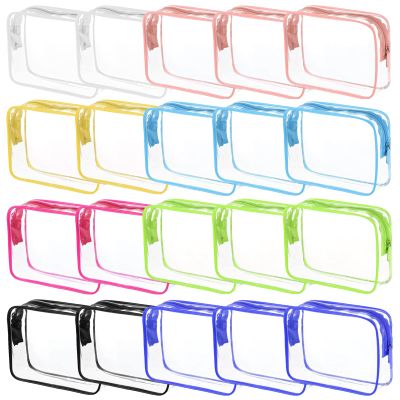 20 Packs Clear Cosmetics Bags for Women Men Waterproof Toiletry Bags PVC Makeup Bags Organizer Case with Zipper for Travel Bathroom (20PCS -8Colors)