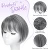 UDU Grey Hair Topper with Bangs Natural Looking Hair Topper for Volume and Coverage Clip in Hairpiece for Women view 2