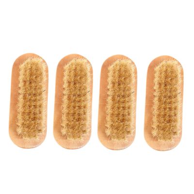 ERINGOGO 4Pcs Wooden Nail Brush Double Sided Fingernail Cleaner Toe Scrubbing Brush Soft Boar Bristles for Gentle Cleaning for Hand Foot Kitchen and Bath Use