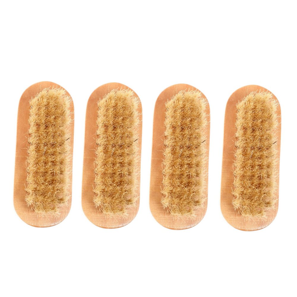 ERINGOGO 4Pcs Wooden Nail Brush Double Sided Fingernail Cleaner Toe Scrubbing Brush Soft Boar Bristles for Gentle Cleaning for Hand Foot Kitchen and Bath Use