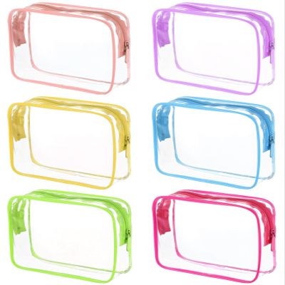 6 Packs Clear Cosmetics Bags for Women Men Waterproof Toiletry Bags PVC Makeup Bags Organizer Case with Zipper for Travel Bathroom (6 Mixed Colors)