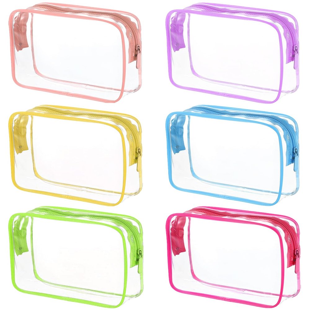 6 Packs Clear Cosmetics Bags for Women Men Waterproof Toiletry Bags PVC Makeup Bags Organizer Case with Zipper for Travel Bathroom (6 Mixed Colors)