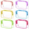 6 Packs Clear Cosmetics Bags for Women Men Waterproof Toiletry Bags PVC Makeup Bags Organizer Case with Zipper for Travel Bathroom (6 Mixed Colors) view 1