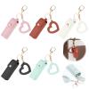 5 PACK Lipstick Holder Keychain with Mirror, PU Leather Portable Lipsticks Holder, Soft Leather Portable Lipstick Pouch with Metal Key Ring for Travel Party Gift, Key Chain Bulk for Women Girls view 1