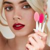 3 in 1 Lip Scrub Brush,Lip Applicators and Facial Pore Cleansing Brush,Silicone Lip Mask Applicator for Lip Lightening,Makeup Skincare Removal,Exfoliating Dark Lips,Remove Blackheads view 3