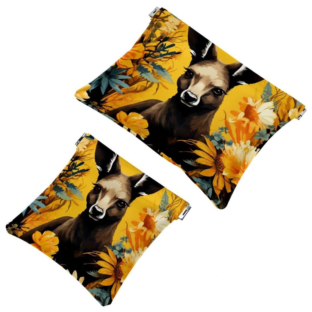 2Pcs Shrapnel Pouch for Purse, Cute Kangaroo-1660 Waterproof Makeup Bag, Portable Pouch for Women Gifts