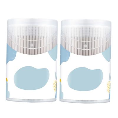 Healvian 400pcs Twin Boy Girl Essentials of Cotton Swabs Ear Nose Cleaning Stick Cotton Natural Material Double Spiral Tips for Makeup Wounds