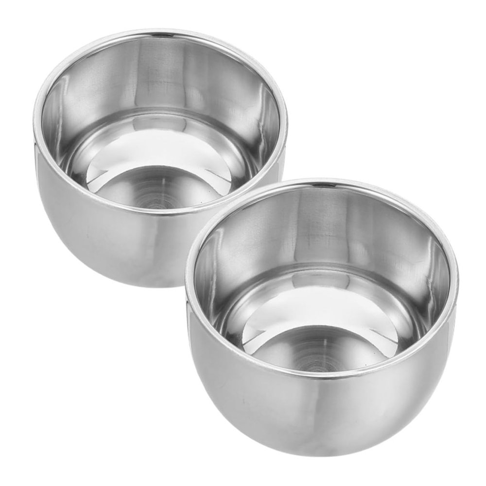 BIUDECO 2pcs Elegant Shaving Foam Bowl Metal Shave Soap Dish Heat Insulation for Men Versatile for Home Travel