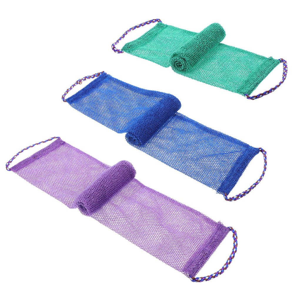 3Pcs African Bath Sponge African Exfoliating Net Exfoliating Body Scrubber Back Scrubber for Shower Exfoliat Washcloth Long Wash Net Bath Sponge for Men Women Daily Shower Bathing