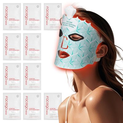 7 Colours Red Light Face Mask-White & 10-Count Hydrating Sheet Mask