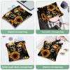 2Pcs Skeleton Sunflower-1976 Pocket Cosmetic Bag for Purses, Waterproof Makeup Bag Cosmetic Pouch, Portable No Zipper Makeup Bag view 4